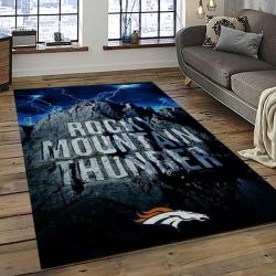 nfl denver broncos football team logo rectangle area rug dark room db52