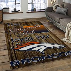 nfl denver broncos football team logo rectangle area rug dark room db53