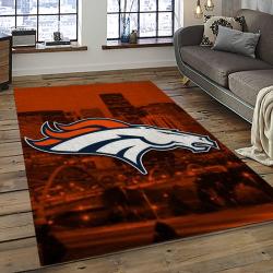 nfl denver broncos football team logo rectangle area rug dark room db54