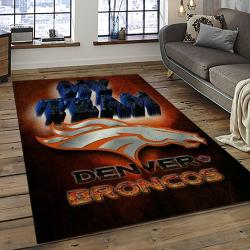 nfl denver broncos football team logo rectangle area rug dark room db55