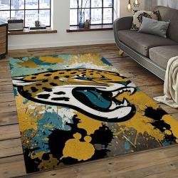 nfl jacksonville jaguars football team logo rectangle area rug dark room jj07
