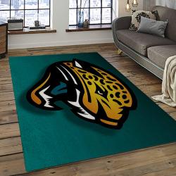 nfl jacksonville jaguars football team logo rectangle area rug dark room jj34