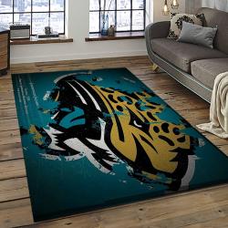 nfl jacksonville jaguars football team logo rectangle area rug dark room jj37