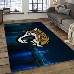 nfl jacksonville jaguars football team logo rectangle area rug dark room jj44