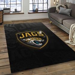 nfl jacksonville jaguars football team logo rectangle area rug dark room jj49