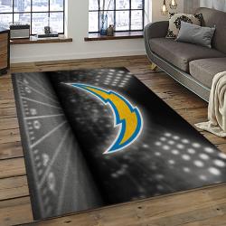 nfl los angeles chargers football team logo rectangle area rug dark room lac01