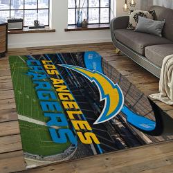 nfl los angeles chargers football team logo rectangle area rug dark room lac02