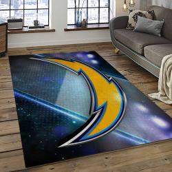 nfl los angeles chargers football team logo rectangle area rug dark room lac03