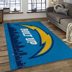 nfl los angeles chargers football team logo rectangle area rug dark room lac04