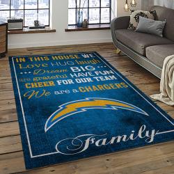 nfl los angeles chargers football team logo rectangle area rug dark room lac05