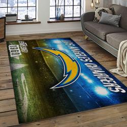 nfl los angeles chargers football team logo rectangle area rug dark room lac06