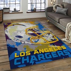 nfl los angeles chargers football team logo rectangle area rug dark room lac07