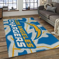 nfl los angeles chargers football team logo rectangle area rug dark room lac08