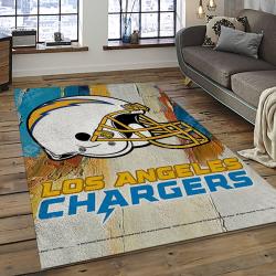 nfl los angeles chargers football team logo rectangle area rug dark room lac09
