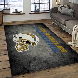nfl los angeles chargers football team logo rectangle area rug dark room lac10