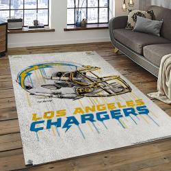 nfl los angeles chargers football team logo rectangle area rug dark room lac11