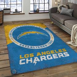 nfl los angeles chargers football team logo rectangle area rug dark room lac13