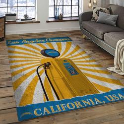 nfl los angeles chargers football team logo rectangle area rug dark room lac14