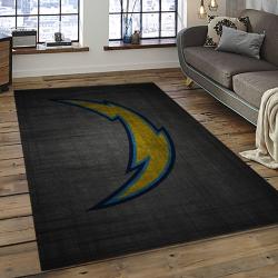 nfl los angeles chargers football team logo rectangle area rug dark room lac20