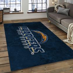 nfl los angeles chargers football team logo rectangle area rug dark room lac21