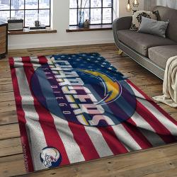 nfl los angeles chargers football team logo rectangle area rug dark room lac22