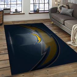 nfl los angeles chargers football team logo rectangle area rug dark room lac24