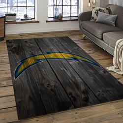 nfl los angeles chargers football team logo rectangle area rug dark room lac25