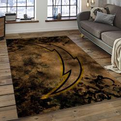 nfl los angeles chargers football team logo rectangle area rug dark room lac27
