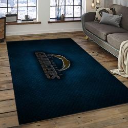 nfl los angeles chargers football team logo rectangle area rug dark room lac28