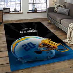 nfl los angeles chargers football team logo rectangle area rug dark room lac30