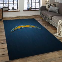 nfl los angeles chargers football team logo rectangle area rug dark room lac35