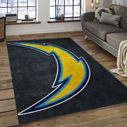 nfl los angeles chargers football team logo rectangle area rug dark room lac36