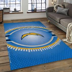 nfl los angeles chargers football team logo rectangle area rug dark room lac37