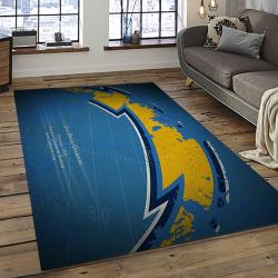 nfl los angeles chargers football team logo rectangle area rug dark room lac39