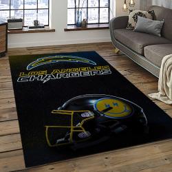 nfl los angeles chargers football team logo rectangle area rug dark room lac42