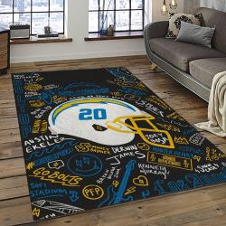 nfl los angeles chargers football team logo rectangle area rug dark room lac44