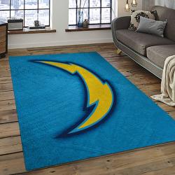 nfl los angeles chargers football team logo rectangle area rug dark room lac45