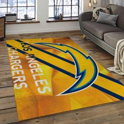 nfl los angeles chargers football team logo rectangle area rug dark room lac46