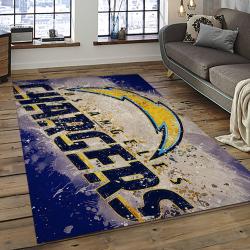 nfl los angeles chargers football team logo rectangle area rug dark room lac47
