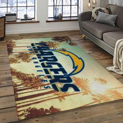 nfl los angeles chargers football team logo rectangle area rug dark room lac48