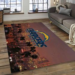 nfl los angeles chargers football team logo rectangle area rug dark room lac51