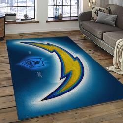 nfl los angeles chargers football team logo rectangle area rug dark room lac52