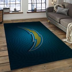 nfl los angeles chargers football team logo rectangle area rug dark room lac53