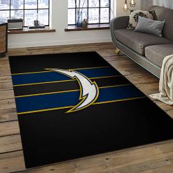 nfl los angeles chargers football team logo rectangle area rug dark room lac55