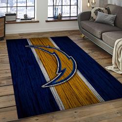 nfl los angeles chargers football team logo rectangle area rug dark room lac56