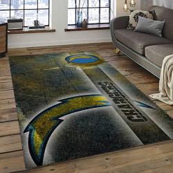 nfl los angeles chargers football team logo rectangle area rug dark room lac57