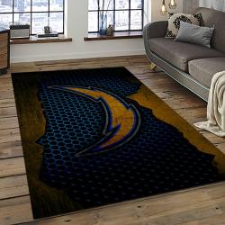 nfl los angeles chargers football team logo rectangle area rug dark room lac65