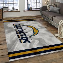 nfl los angeles chargers football team logo rectangle area rug dark room lac67