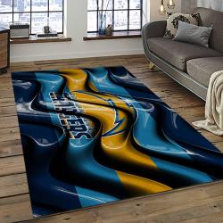 nfl los angeles chargers football team logo rectangle area rug dark room lac68