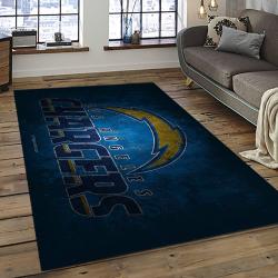 nfl los angeles chargers football team logo rectangle area rug dark room lac69